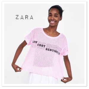 Zara Striped T-shirt With Text - NWT